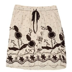 Floral Embroidered Cream and brown Skirt, size S